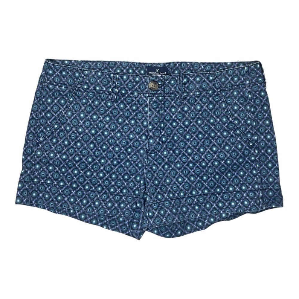 American Eagle Patterned Stretch Shorts Blue Geom… - image 1